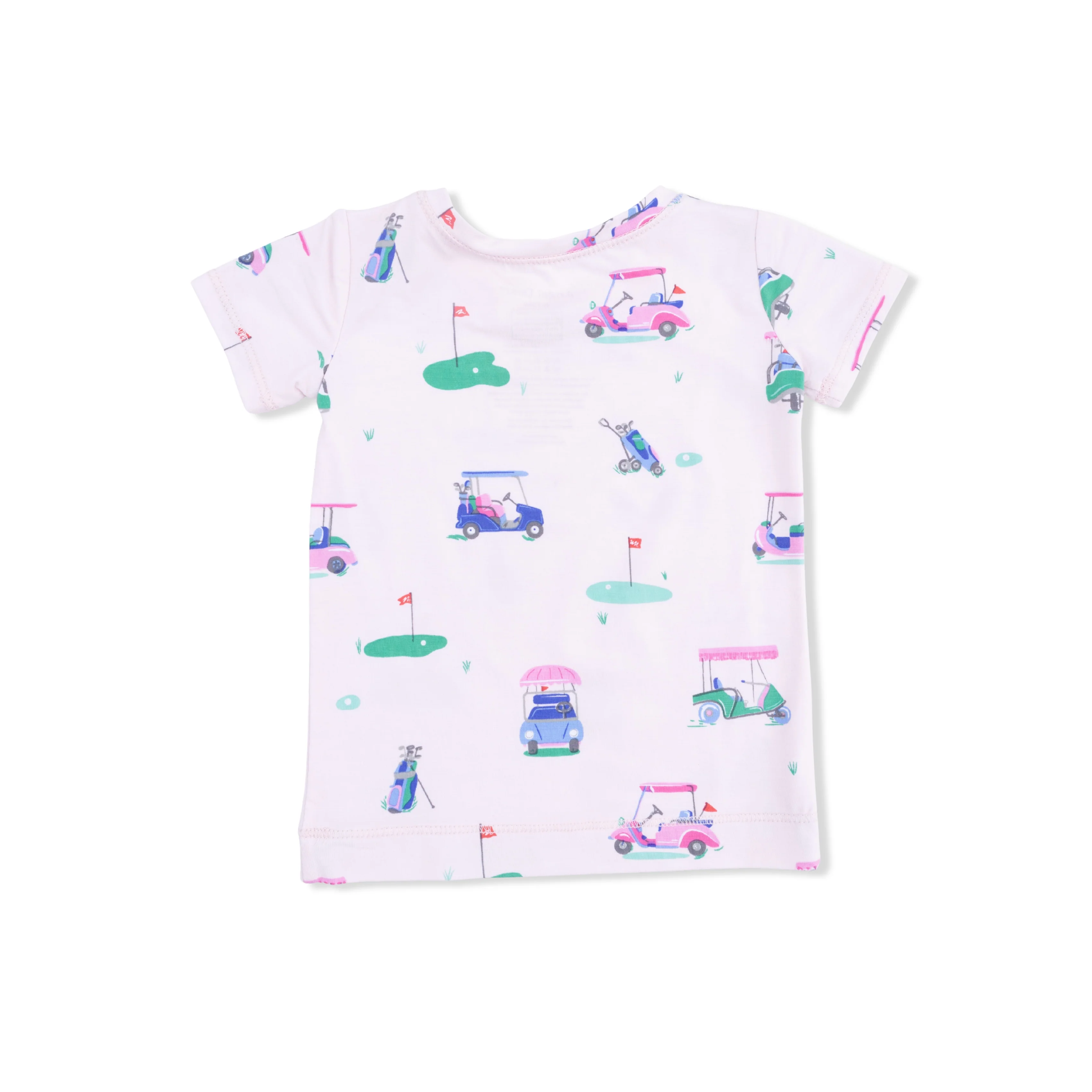 Vintage Golf Carts Pink - Short Sleeve Loungewear Set - Image 3