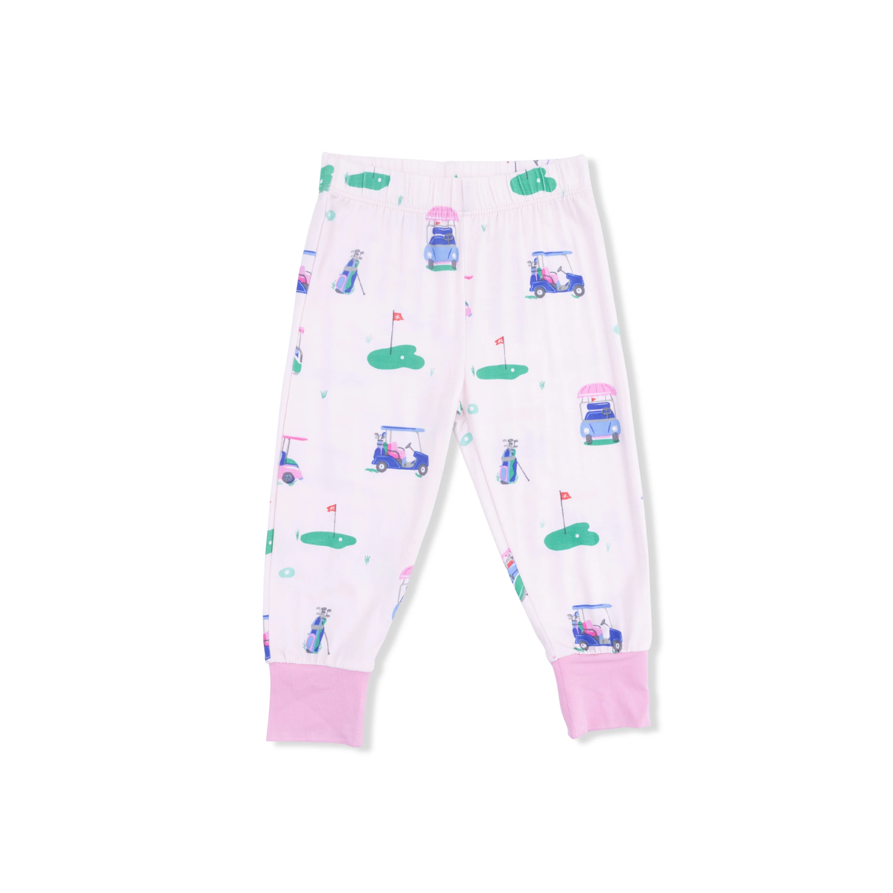 Vintage Golf Carts Pink - Short Sleeve Loungewear Set - Image 4