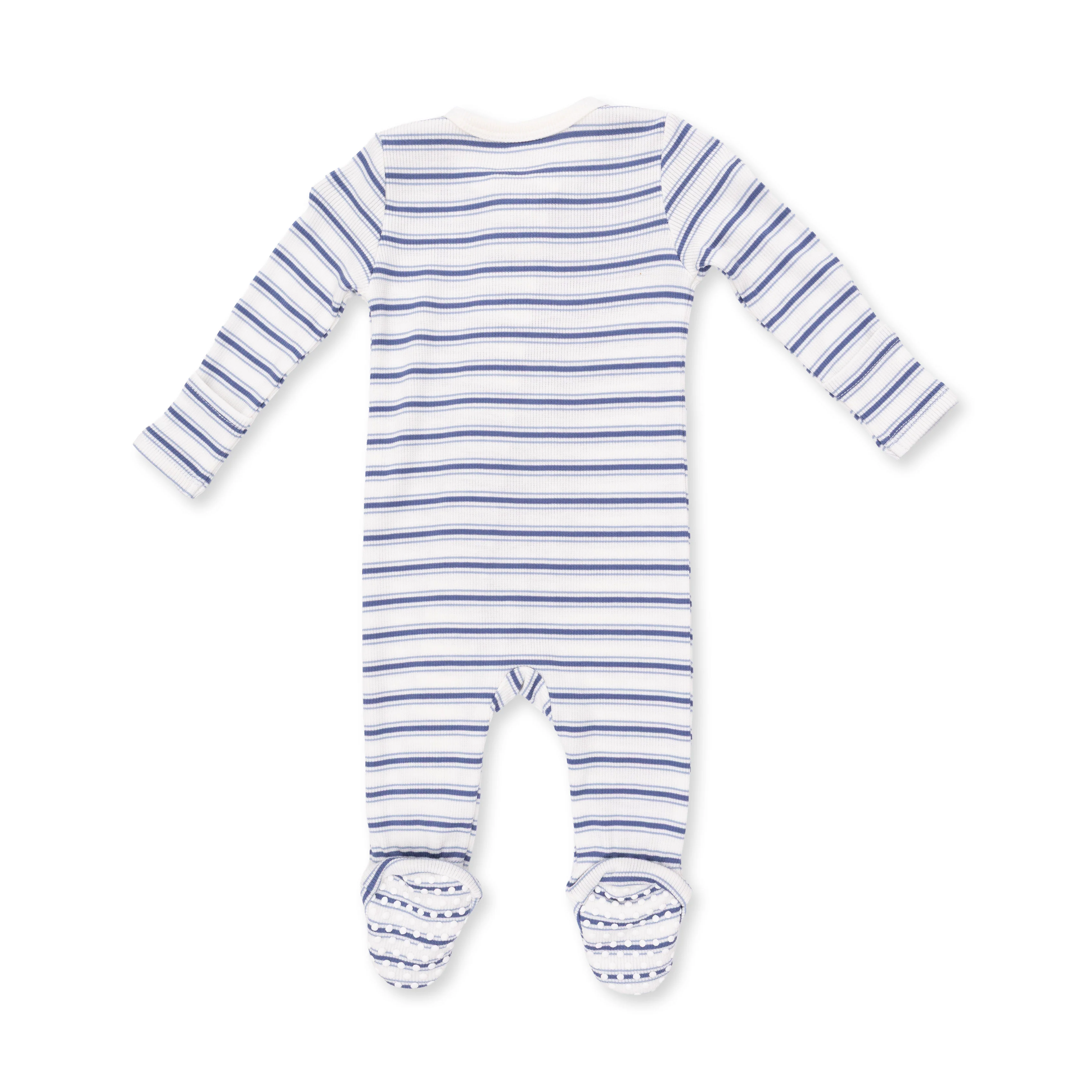 Vintage Stripe Blue - 2 Way Zipper Footie - Image 3