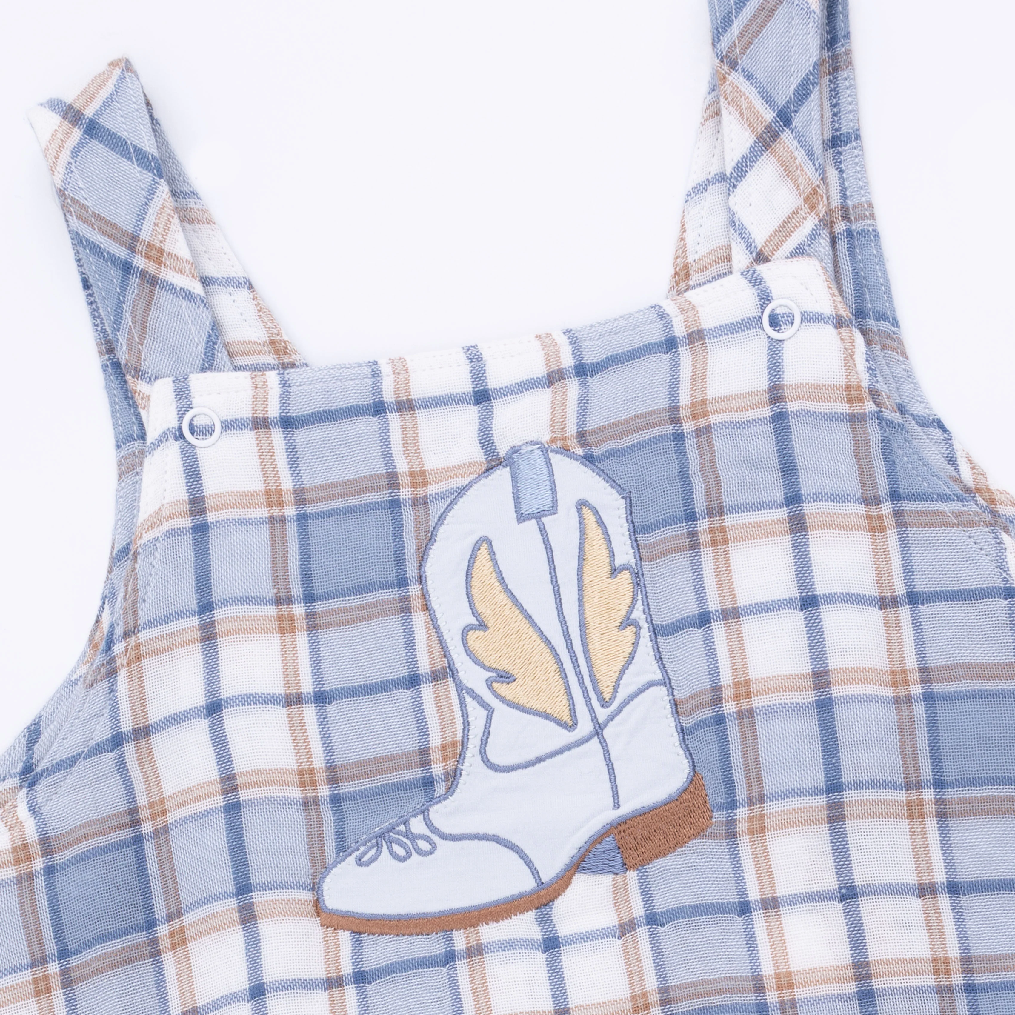 Western Boot Plaid - Crew Neck Tee with Overalls - Image 8
