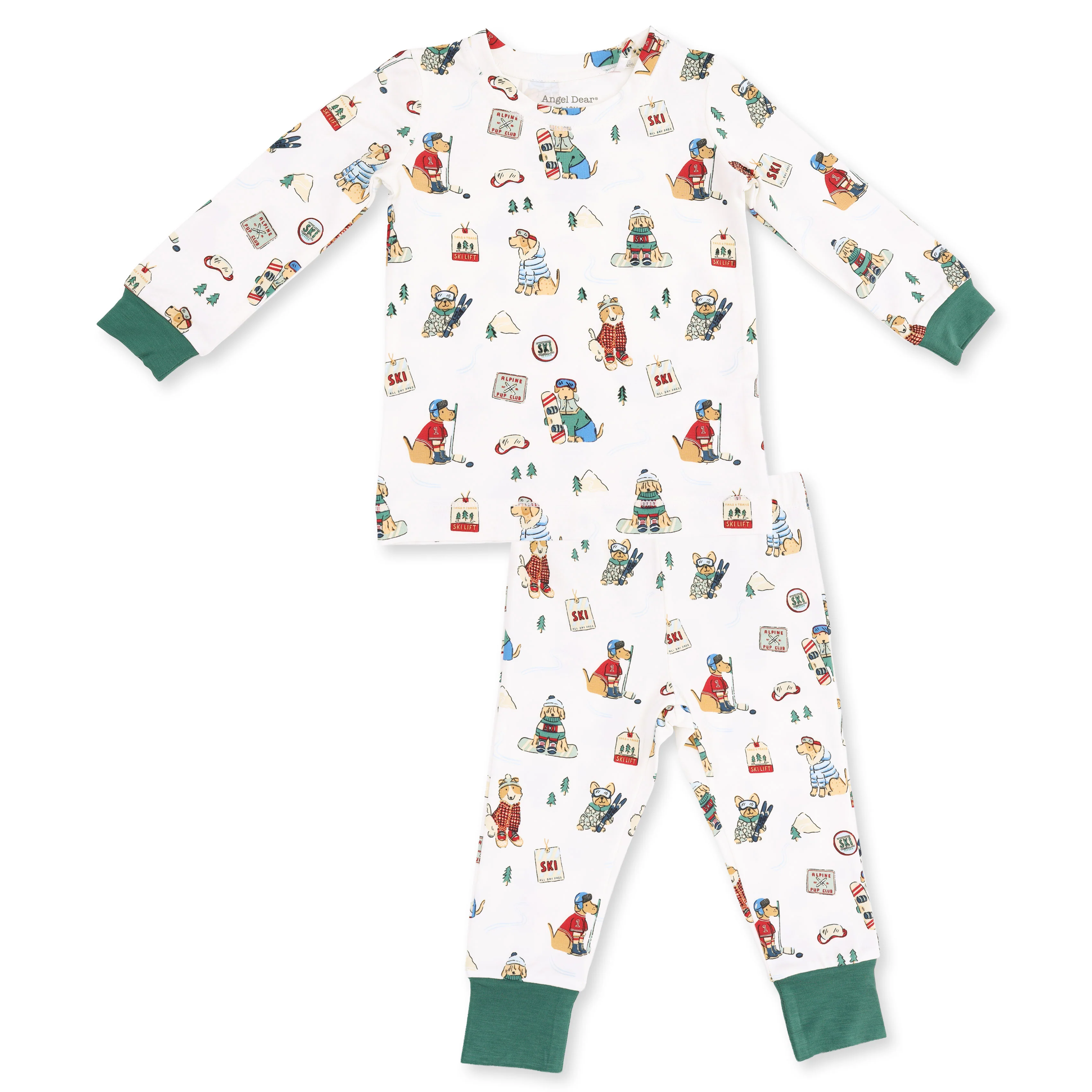 Winter Sports Dogs Green - Long Sleeve Loungewear Set - Image 2