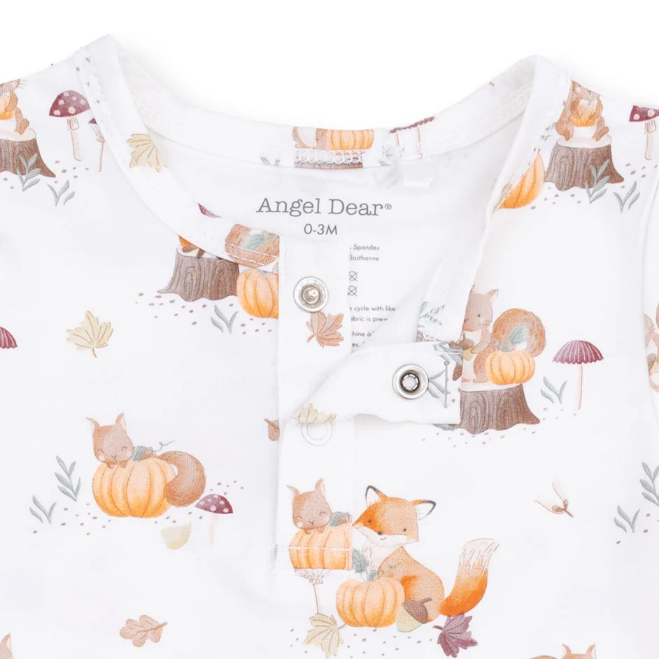 Woodland Animals with Pumpkins - Henley Bodysuit - Image 4
