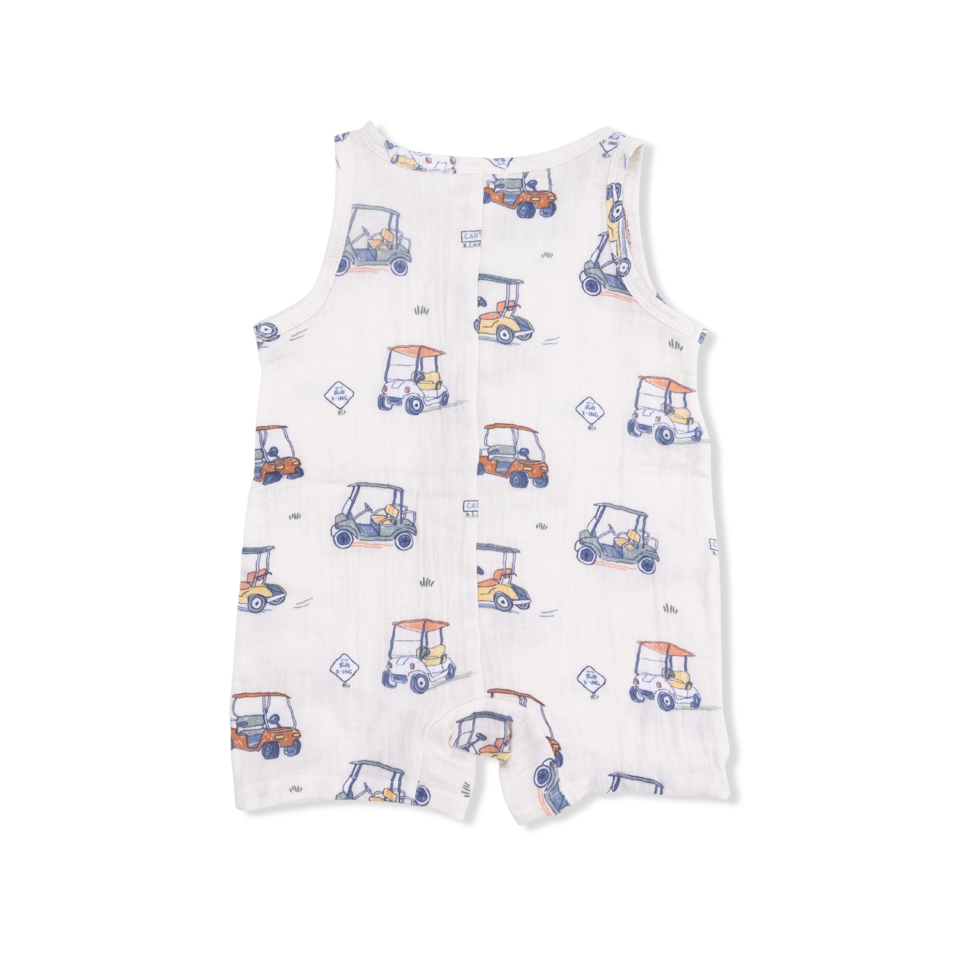 Zooming Golf Carts - Sleeveless Shortie Romper with Bucket Hat - Image 3